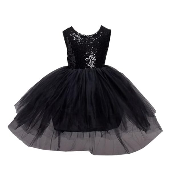 Black Girls Cotton Sleeveless Solid Party Dress