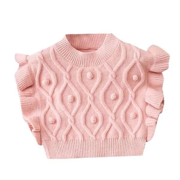 Girls Polyester Sleeveless Sweater in Pink Color