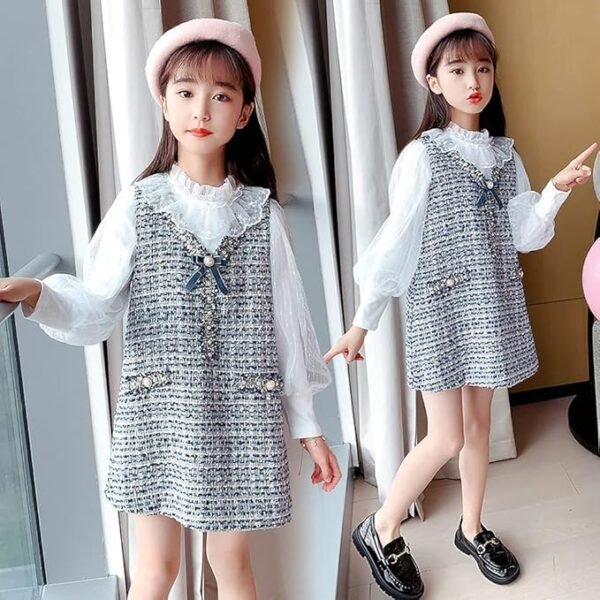 Girls Shirt and Vest Dress Set