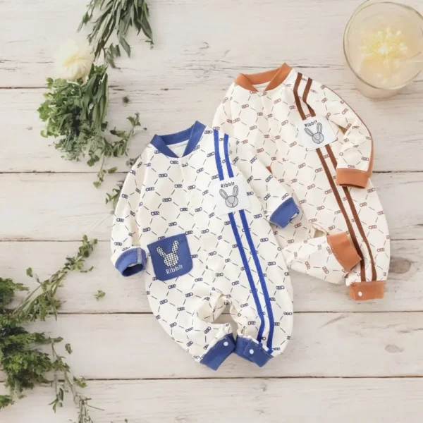 Adorable Rabbit Pattern and Letters Print Rompers