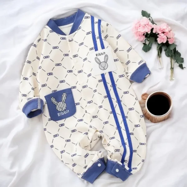 Adorable Rabbit Pattern and Letters Print Rompers