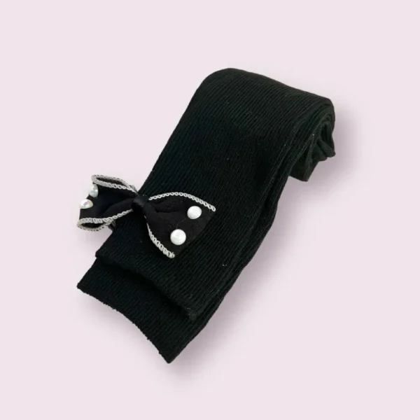 Baby Premium Long Socks with Pearl Bow - Image 4