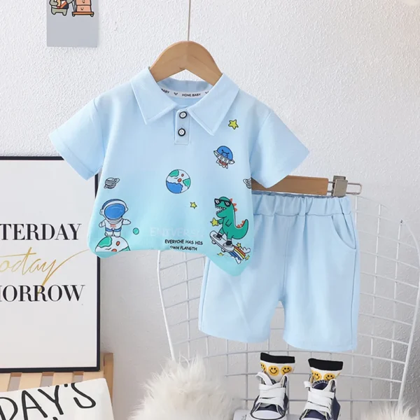 Boys-Blue-Graphic-Print-Polo-T-Shirt-and-Shorts