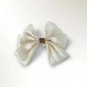 Elegant Soft Satin Ribbon Hair Clips for Girls offwhite