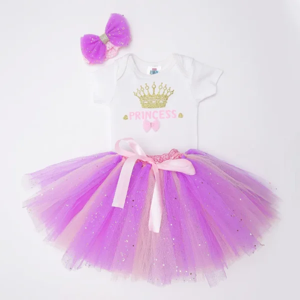 Baby Girls Princess Pipli Half Sleeve Tutu Skirt Set in Pink