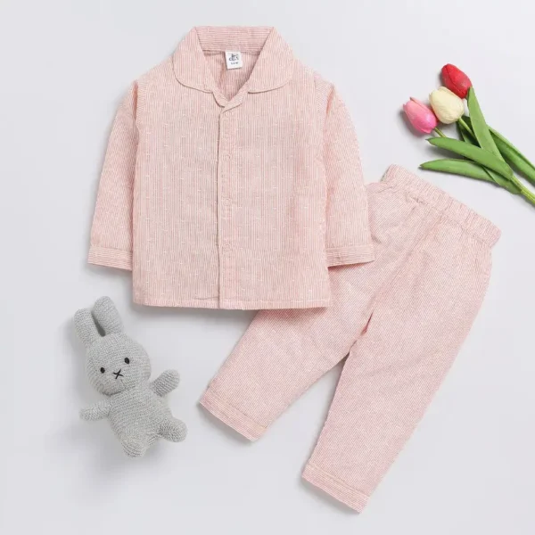 Infants Kids Striped Pure Cotton Night Suit