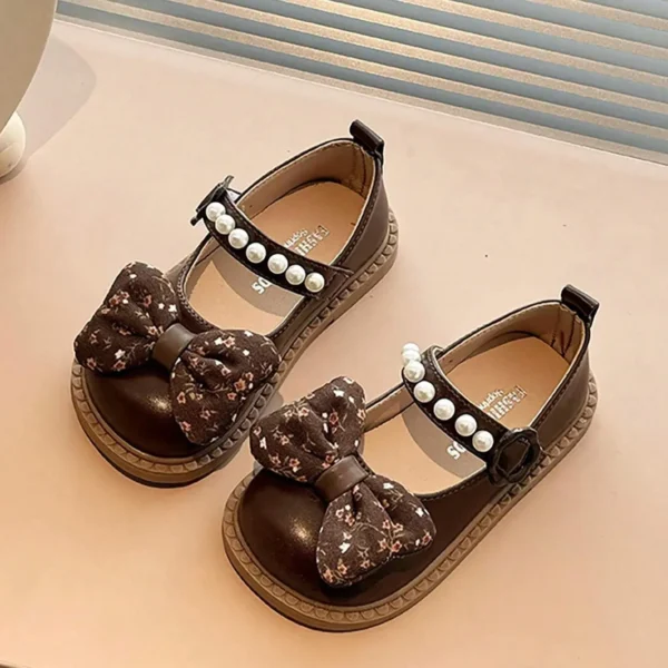 Girl Fashion Bow Shoes kids Pearl Soft Sole Single Shoes lilibit