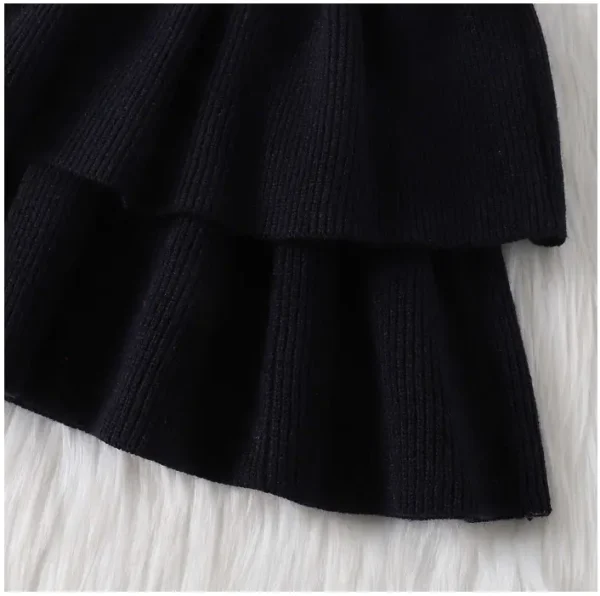 Girls Red and Black Bow Applique Full-Sleeve Sweater and Skirt Set Lilibit101
