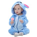Blue Stitch Character Fleece Hooded Romper - warm cozy fun