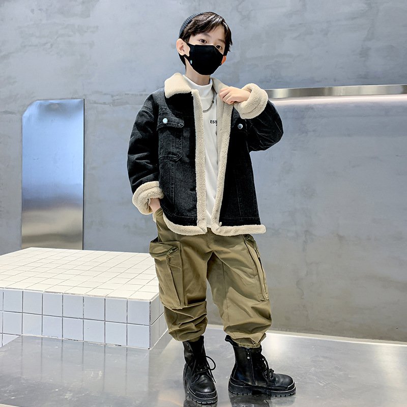 1 (1) Black Fur Denim Jacket for boys 4-9 Y - Image 1