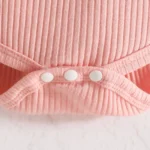 Baby Girl Peach Pinafore Outfit – Full-Sleeve Romper & Headband Set - Image 2