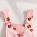 Baby Girl Peach Pinafore Outfit – Full-Sleeve Romper & Headband Set - Image 6