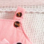 Kitty Print Baby Romper & Dungaree Set with Matching Headband – Full-Sleeve White Outfit - Image 4