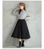 Fashionable Thick Long layered Pleated Black Skirt and Grey High Neck Top Set 5-10Y - Image 2