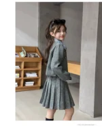 Blue Cuff dark Grey Skirt and jacket Set - Image 5