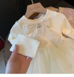 Pink Plaid jacket and off white frock dress set - Image 2