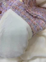 Pink Plaid jacket and off white frock dress set - Image 6