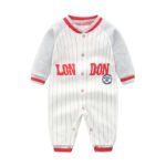 London Text Print Stripe white romper full sleeves 0-12 Months - Image 2