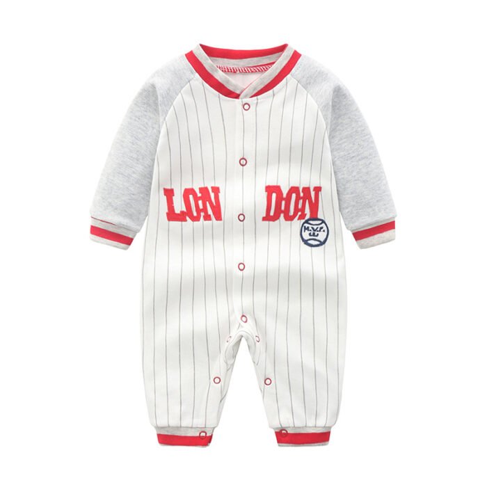 London Text Print Stripe white romper full sleeves 0-12 Months - Image 2