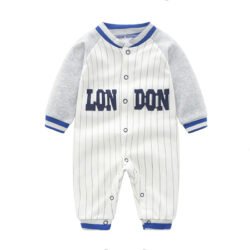 London Text Print Stripe white romper full sleeves 0-12 Months