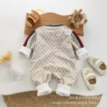 Beige Cartoon Print Baby Romper – Soft Patterned Onesie for infant and toddler - Image 3