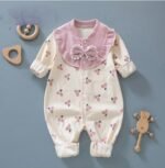 Cute and stylish Collared Bow Cherry print full sleeves Romper for infants and toddlers - Image 3