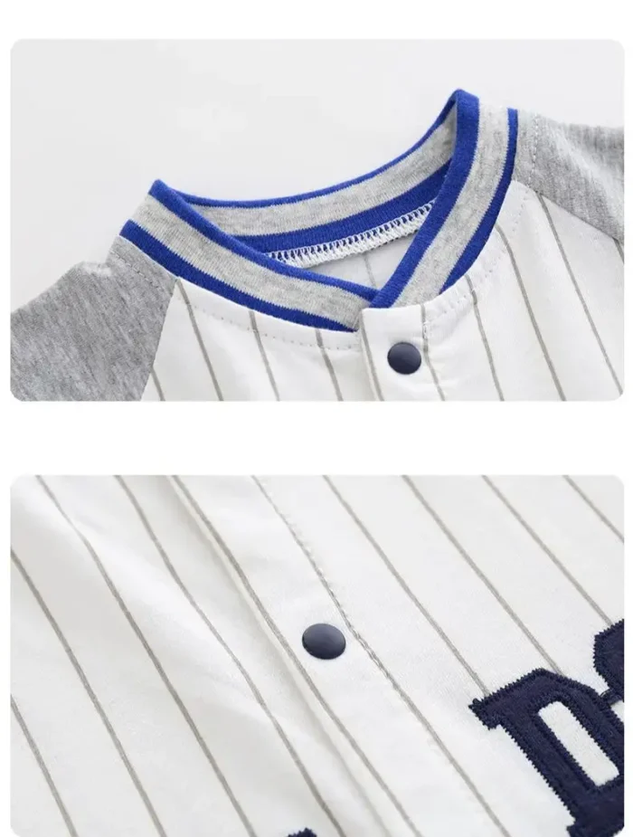 London Text Print Stripe white romper full sleeves 0-12 Months - Image 5