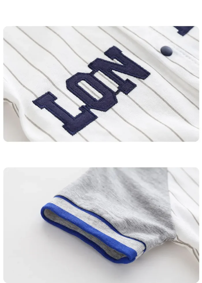 London Text Print Stripe white romper full sleeves 0-12 Months - Image 6