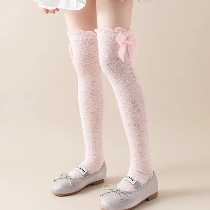 N231-104-105-12 Elegant Bow Embellished Long socks-Free Size 3-10Y - Image 1