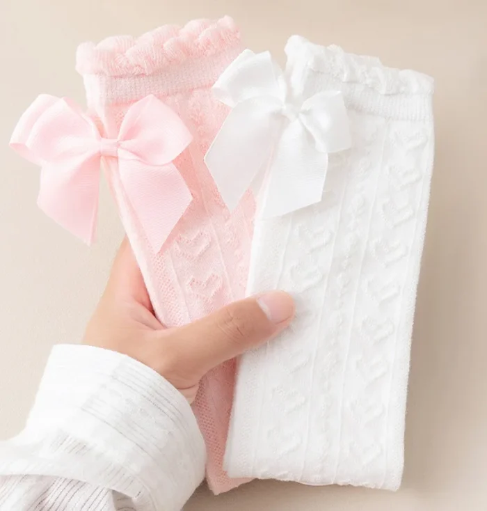 Elegant Bow Embellished Long socks-Free Size 3-10Y - Image 6