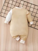 Text and cartoon Print Full Sleeves White and Beige Romper - baseball - Image 4