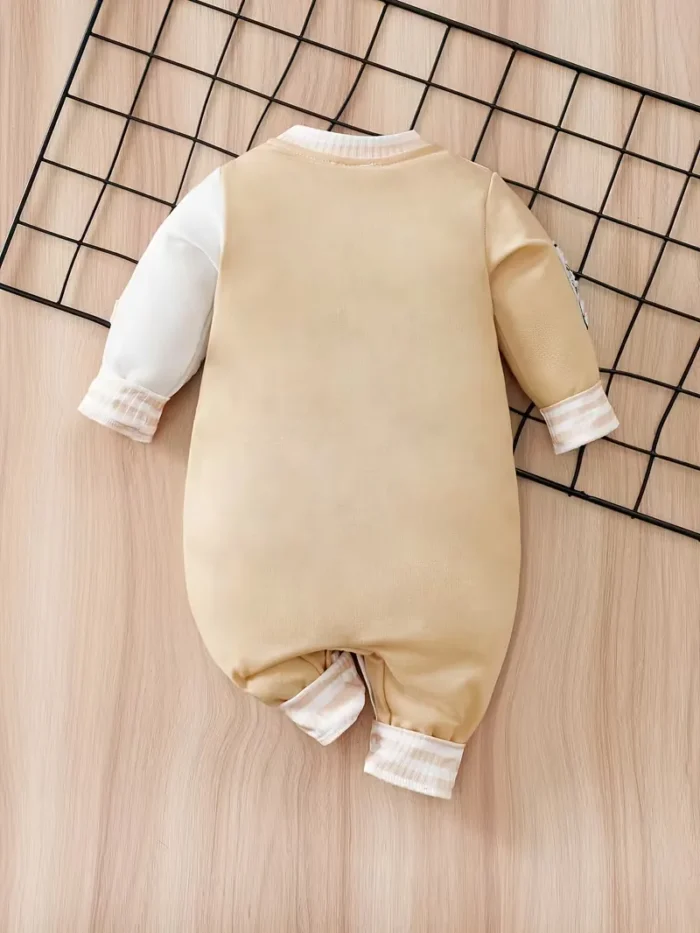 Text and cartoon Print Full Sleeves White and Beige Romper - baseball - Image 4