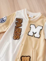 Text and cartoon Print Full Sleeves White and Beige Romper - baseball - Image 3