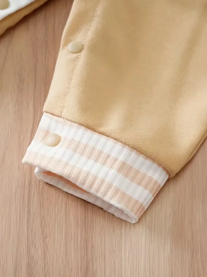 Text and cartoon Print Full Sleeves White and Beige Romper - baseball - Image 7