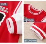 Boys Text Numeric Printed Red White Full sleeves Romper - Image 3