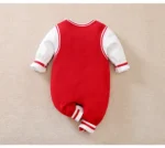 Boys Text Numeric Printed Red White Full sleeves Romper - Image 5