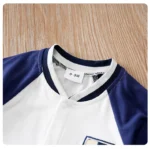 Football Print White and Blue Full Sleeves Romper - Image 5