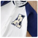 Football Print White and Blue Full Sleeves Romper - Image 4