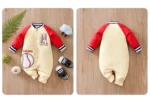 Boys Baseball Beige and red Full Sleeves Romper - Image 3