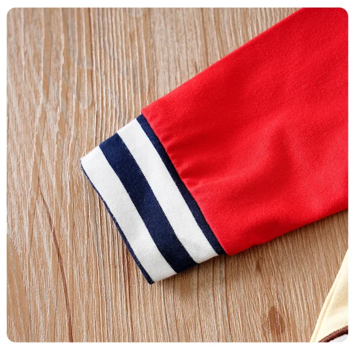 Boys Baseball Beige and red Full Sleeves Romper - Image 6