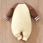 Boys Rugby Beige and Brown Full Sleeves Romper - Image 2