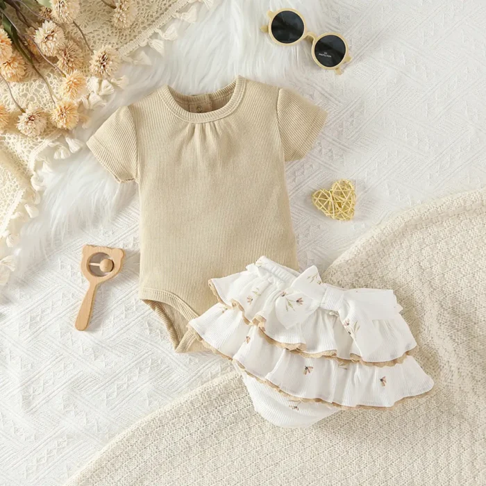 Girls Stylish Frill Bloomer Skirt with Romper - Set dress for infants - Image 5