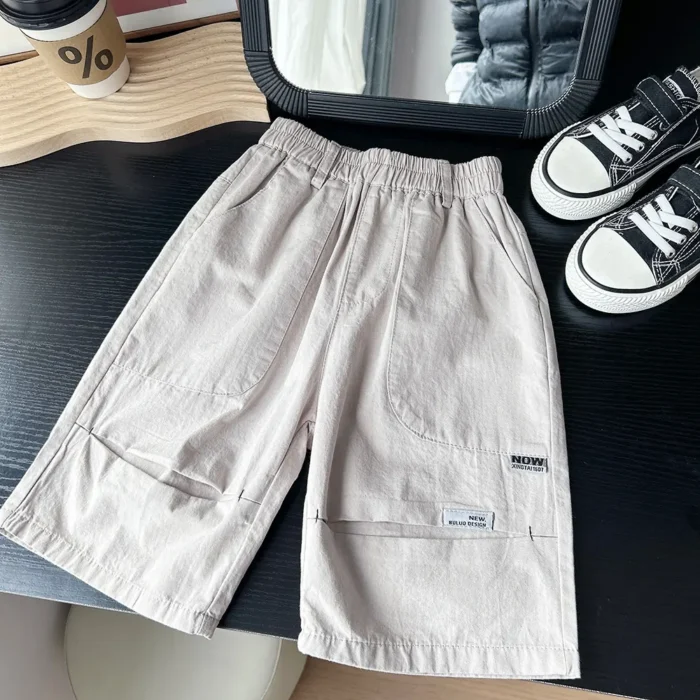 Korean Style Casual Cool Baggy Wide Leg Quarter Cargo Pants for Boys - Image 7