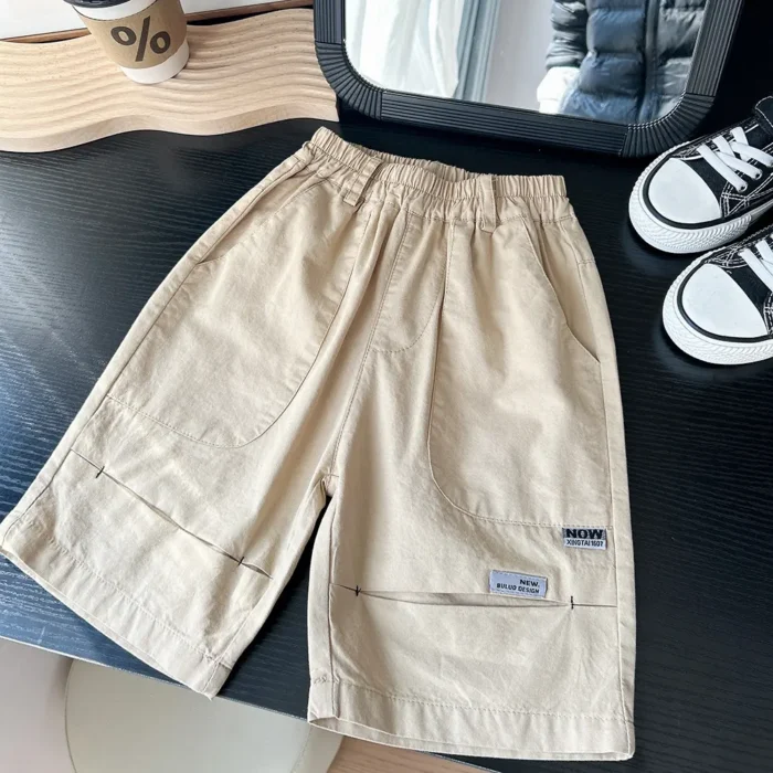 Korean Style Casual Cool Baggy Wide Leg Quarter Cargo Pants for Boys - Image 6