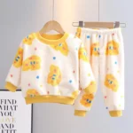 Unisex Yellow on White graphics print Winter Daily Set- cozy comfortable set-1-8 Years - Image 2