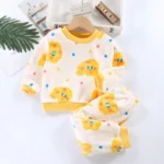 Unisex Yellow on White graphics print Winter Daily Set- cozy comfortable set-1-8 Years