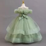 Moss Green Elegant Long Concert Dress Ball Gown Party Dress for kids 3-9 Y - Image 7