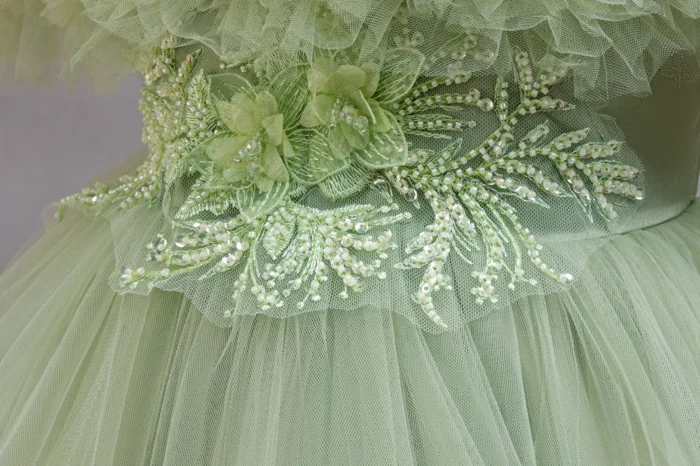 Moss Green Elegant Long Concert Dress Ball Gown Party Dress for kids 3-9 Y - Image 5