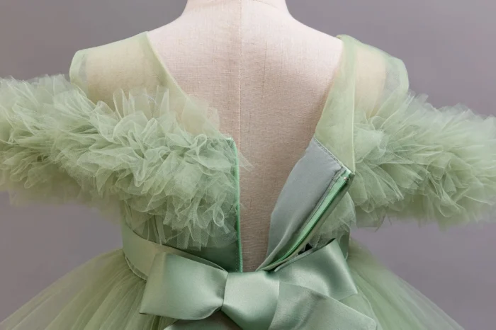 Moss Green Elegant Long Concert Dress Ball Gown Party Dress for kids 3-9 Y - Image 4