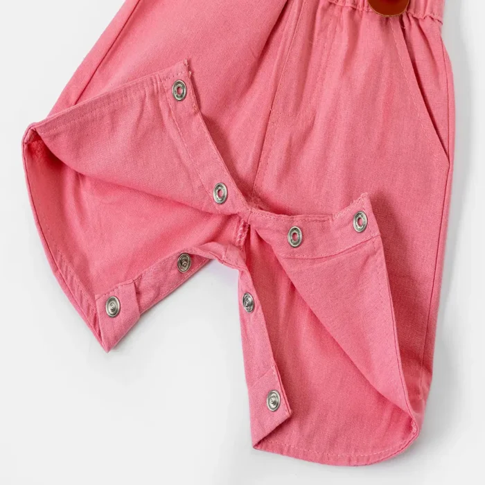 Boys White Formal Romper Shirt with Bow and Pink shorts with suspender belt set - Image 4